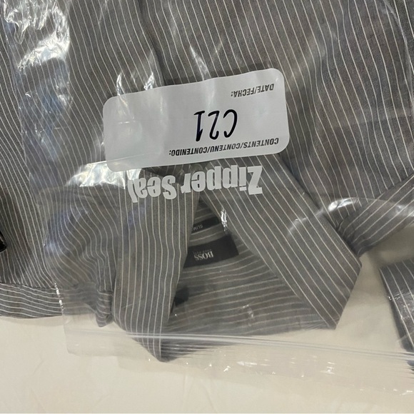 Hugo Boss stripped  button down grey-white slim fit casual preppy Dress shirt - Picture 7 of 7